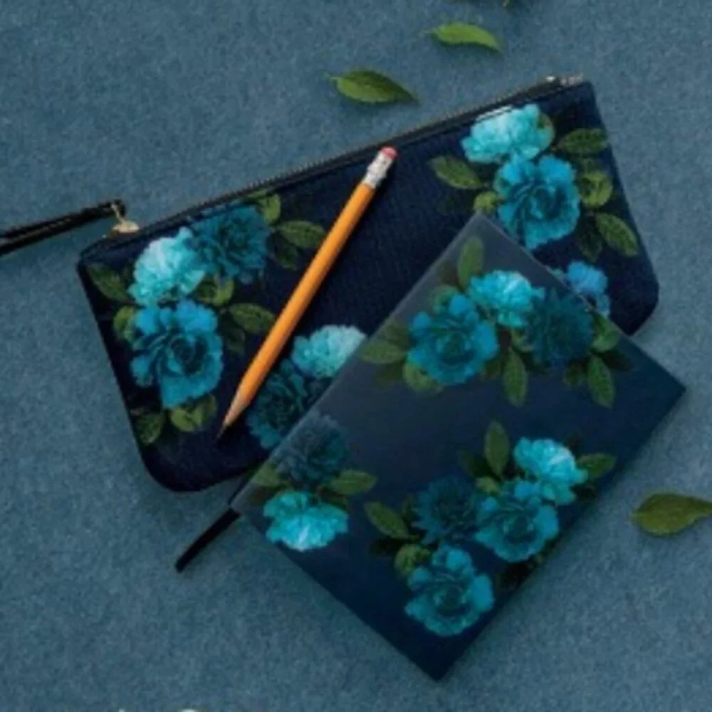 J. Jill Gift Set: Floral Cosmetic Zipper Pouch and Matching Journal